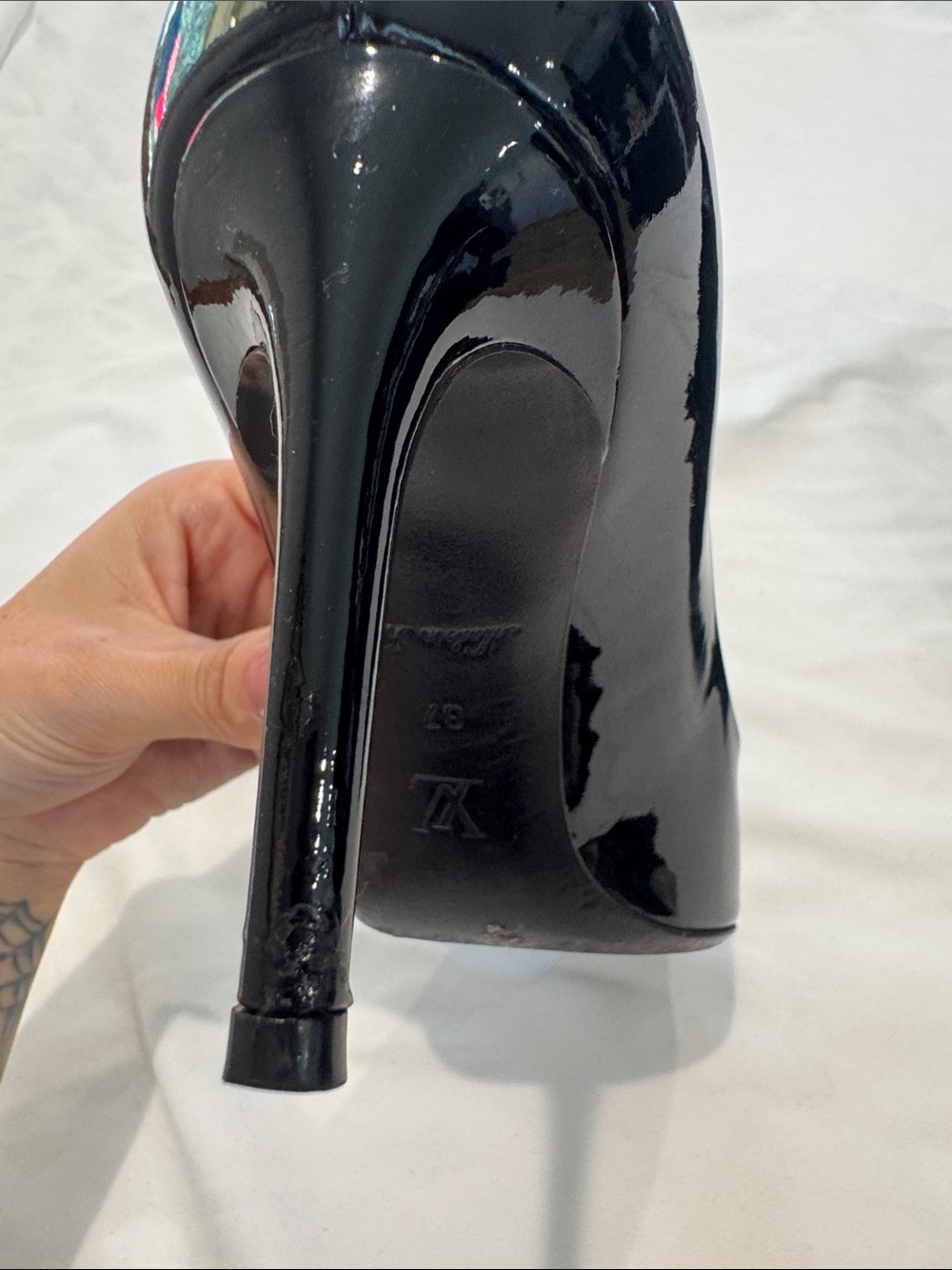 Louis Vuitton Black Patent Leather Pointed Toe Pumps with Decorative Spheres - Picture 10 of 14